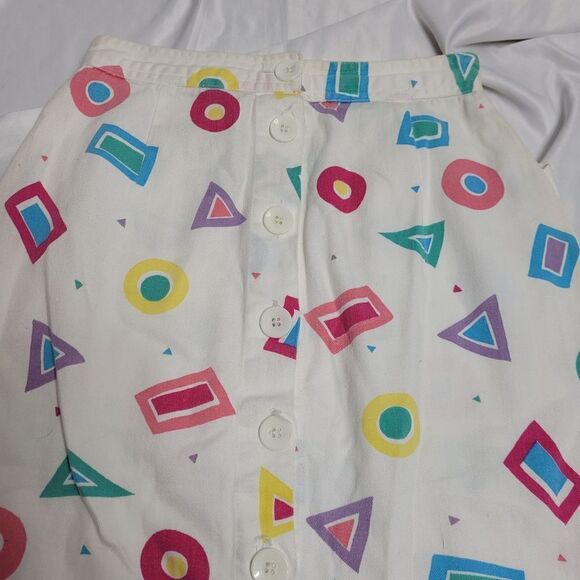 VINTAGE 90s geometric print button back pencil skirt XS - Picture 6 of 10